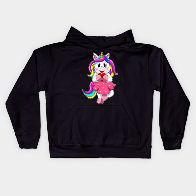 Unicorn with Heart Kids Hoodie by Markus Schnabel